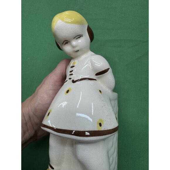 Danish Girl W BASKET" 7.5" FIGURINE PLANTER Unmarked Weil Yellow California - Picture 6 of 6